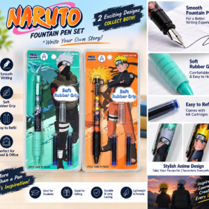 Naruto anime fountain pen with soft rubber grip and ink refills
